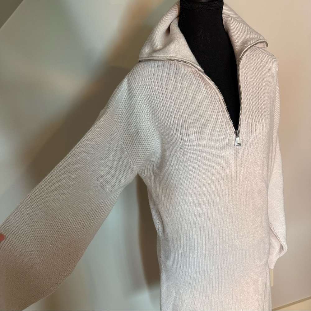 BB DAKOTA Light Grey Soft Knit Sweater Dress Plush High Neck Long Sleeve Large - Picture 9 of 15